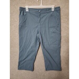 Eddie Bauer Tech Capri Pants Womens 16 Blue Nylon Stretch Hiking UPF 50+